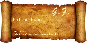 Galler Fanni névjegykártya